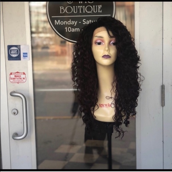 Red Wine Wig Long Curly Lacefront Wig - Picture 8 of 8